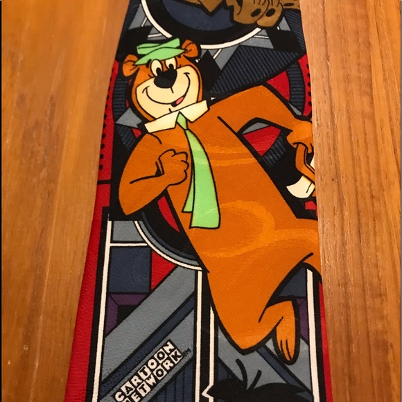 Vintage 1994 Lakeside Apparel Cartoon Network Neck Tie Flintstones Yogi Bear - Picture 3 of 13
